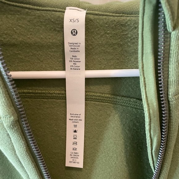 Lululemon Scuba Oversized Full-Zip Hoodie size XS/S Green - Picture 4 of 4